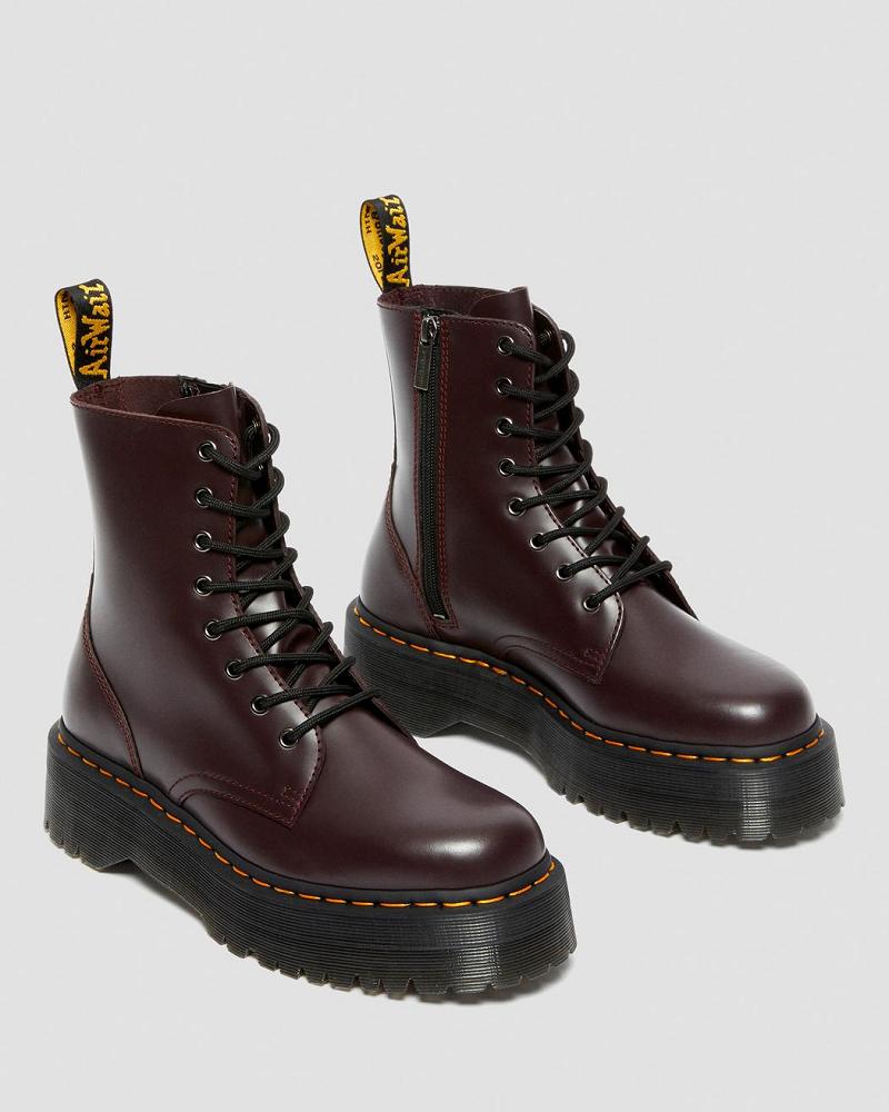 Women's Dr Martens Jadon Smooth Leather Platform Boots Burgundy | AU 246QMA